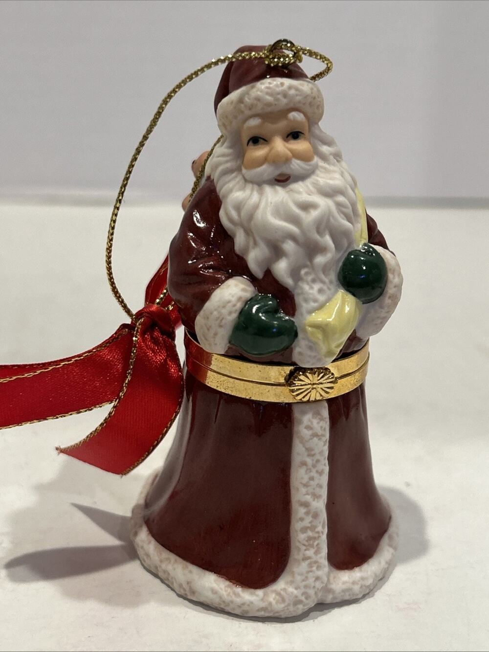 Vintage Spode Santa Claus Christmas Ornament Porcelain Hinged Trinket Box